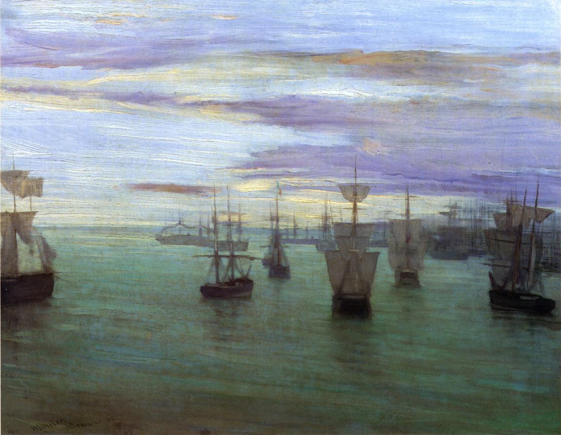 Crepuscule in Flesh Color and Green: Valparaiso by James Abbott McNeill Whistler Reproduction Painting by Blue Surf Art