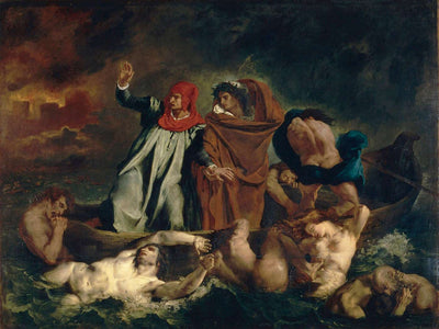 The Barque of Dante (Dante and Virgil in the Underworld) by Eugène Delacroix Reproduction Painting by Blue Surf Art
