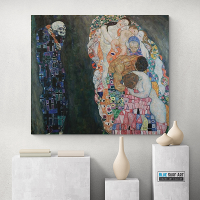 Death and Life by Gustav Klimt, masterpiece of art, reproduction