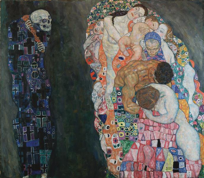 Death and Life by Gustav Klimt, masterpiece of art, reproduction
