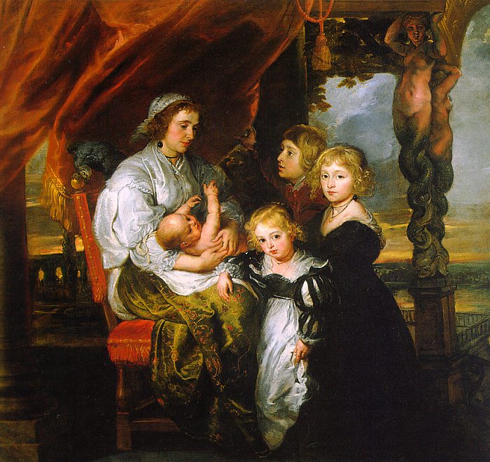 Deborah Kip, Wife of Sir Balthasar Gerbier, and Her Children by Peter Paul Rubens Reproduction Oil Painting on Canvas