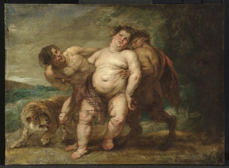 Drunken Bacchus with Faun and Satyr by Peter Paul Rubens Reproduction Oil Painting on Canvas