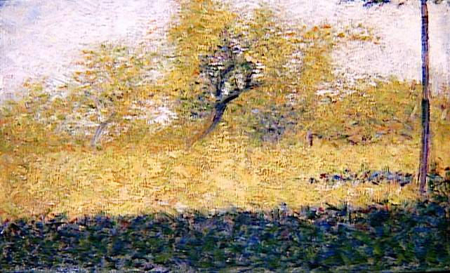 Edge of Wood, Springtime by Georges Seurat Reproduction Painting by Blue Surf Art