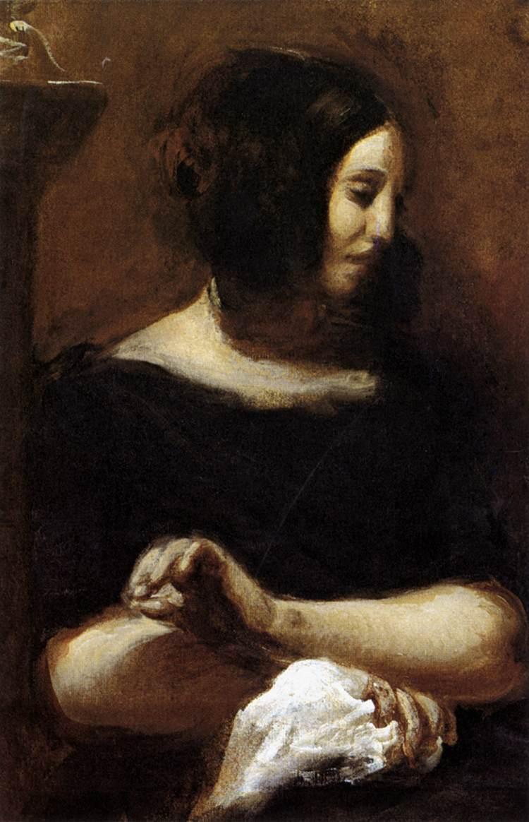 Portrait of George Sand by Eugène Delacroix Reproduction Painting by Blue Surf Art