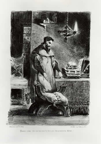 Faust in his Study by Eugène Delacroix Reproduction Painting by Blue Surf Art