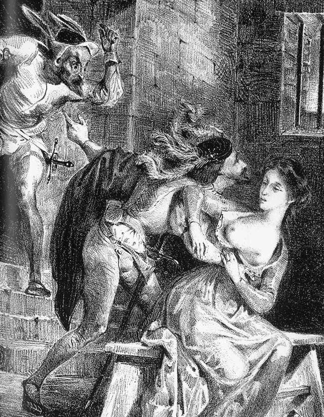 Faust rescues Marguerite from her prison by Eugène Delacroix Reproduction Painting by Blue Surf Art