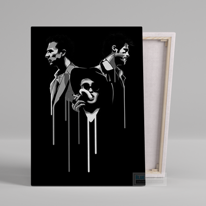 Fight Club Wall Art Brad Pitt Edward Norton Original Oil Painting on Canvas by Blue Surf Art  2
