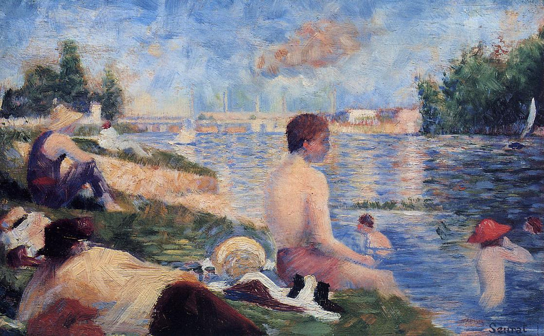 Final Study for Bathing at Asnieres by Georges Seurat Reproduction Painting by Blue Surf Art