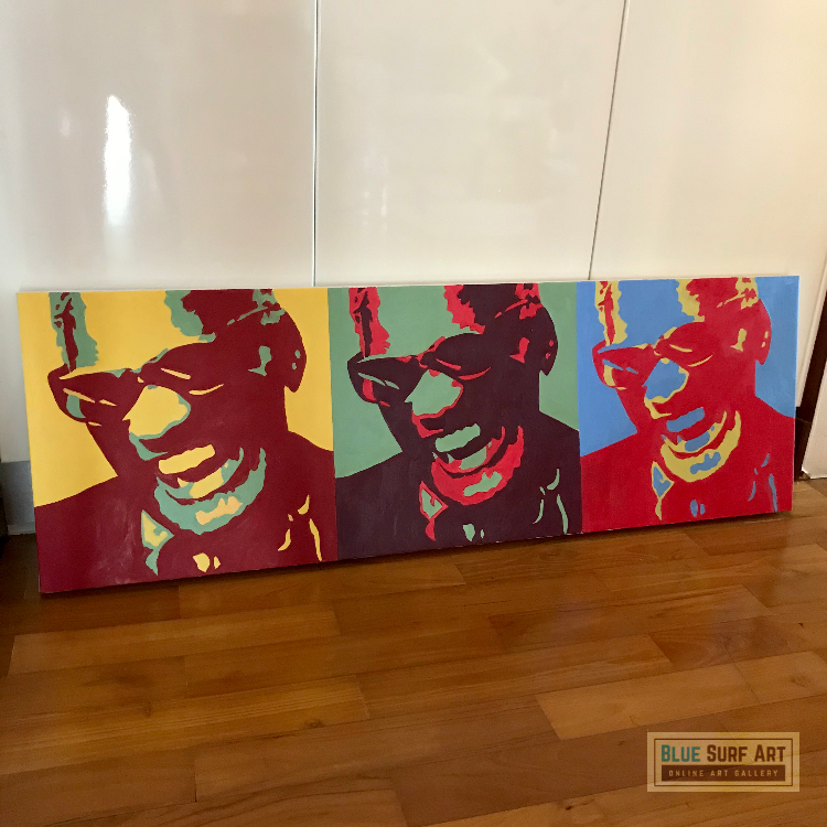 Ray Charles Original Oil on Canvas Handmade Music Wall Art 3