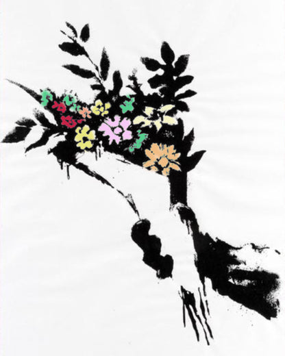Flower Bouquet Banksy Wall Art Original Handmade Oil on Canvas
