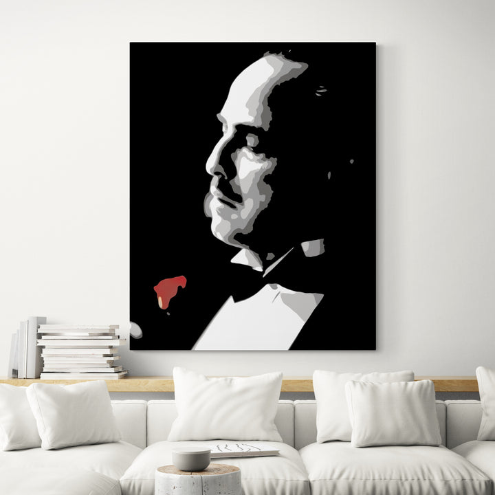 Vito Corleone The Godfather Wall Art, Gangster movie wall art decor showing in living room