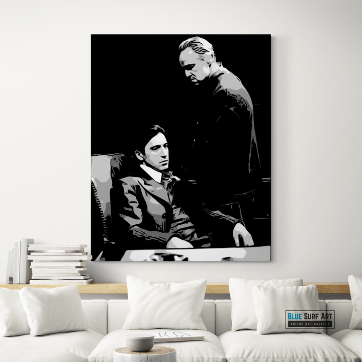 The Godfather Film Wall Art Movies Original Oil on Canvas Painting by Blue Surf Art - 8