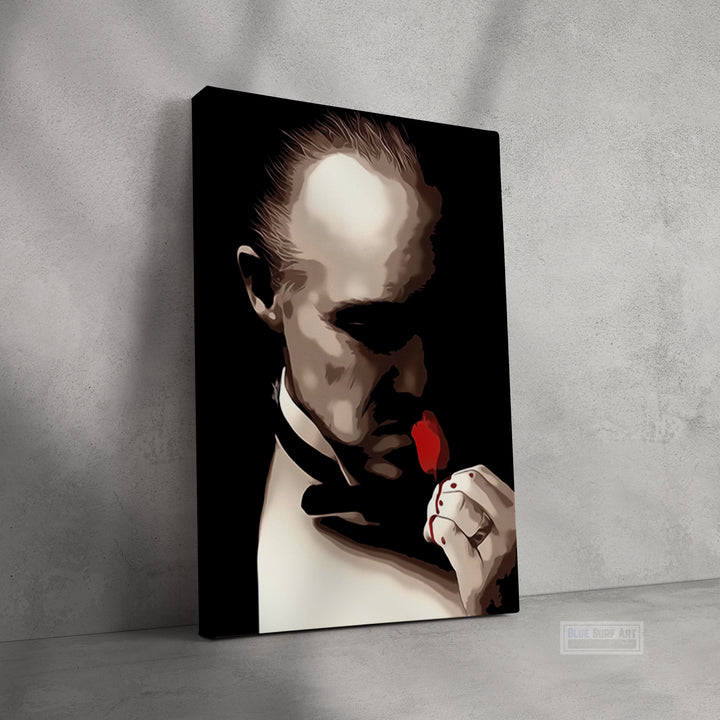 The Godfather Wall Art Marlon Brando with Red Rose Original Oil on Canvas kissing red rose pop art painting by Blue Surf Art - 2