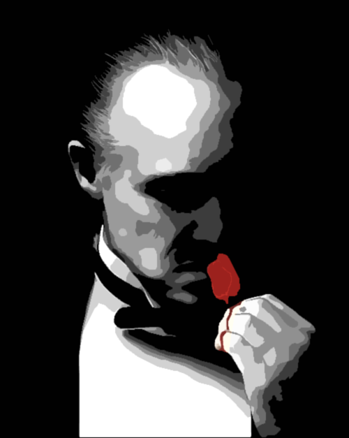 The Godfather Wall Art Marlon Brando with Red Rose Original Oil on Canvas kissing red rose pop art painting by Blue Surf Art