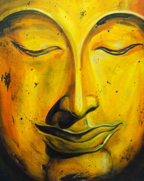 Gold Buddha Portrait Original Oil on Canvas