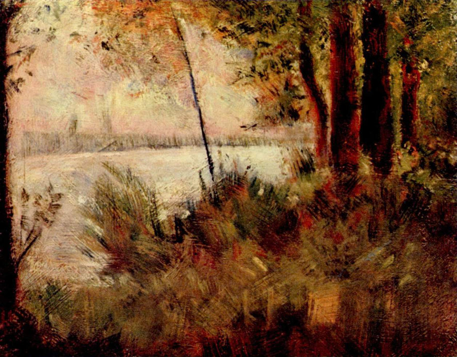 Grassy Riverbank by Georges Seurat Reproduction Painting by Blue Surf Art