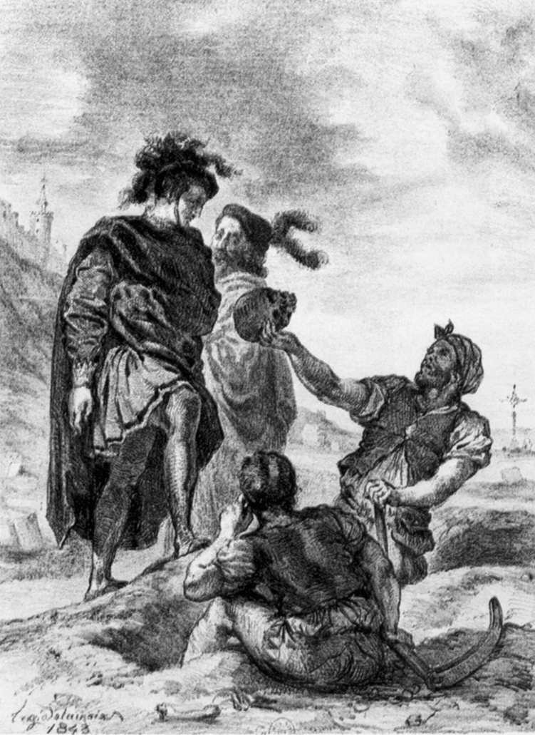 Hamlet and Horatio before the Grave Diggers by Eugène Delacroix Reproduction Painting by Blue Surf Art