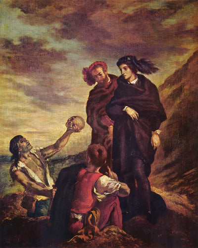 Hamlet and Horatio in the cemetery by Eugène Delacroix Reproduction Painting by Blue Surf Art