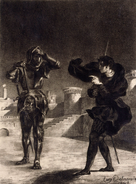 Hamlet Sees the Ghost of his Father by Eugène Delacroix Reproduction Painting by Blue Surf Art