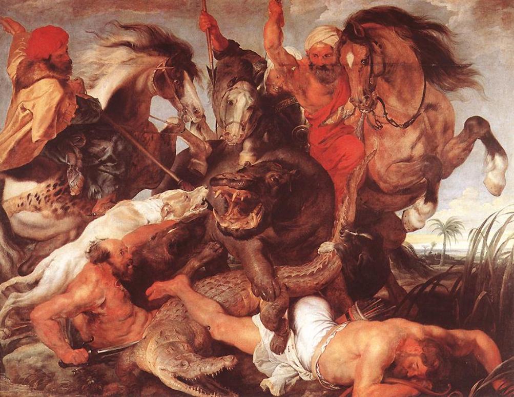 Hippopotamus and Crocodile Hunt by Peter Paul Rubens Reproduction Oil Painting on Canvas