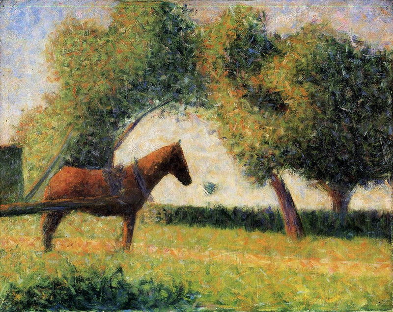 Horse and cart by Georges Seurat Reproduction Painting by Blue Surf Art