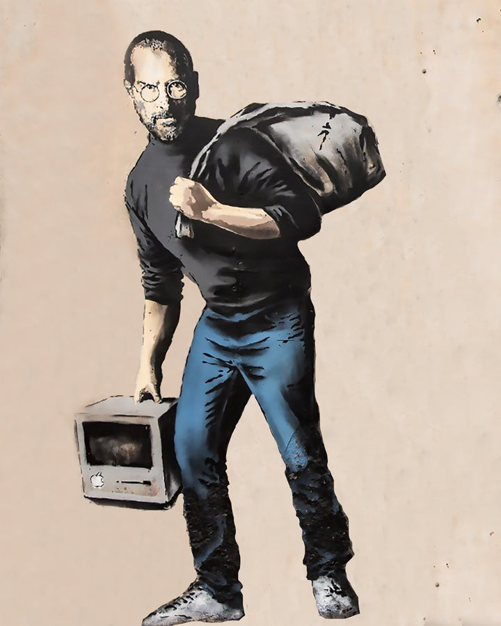 Banksy Apple Street Art Wall Art for Sale Original Handmade Oil on Canvas