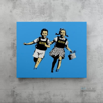 Banksy Jack & Jill. Banksy wall art, Banksy canvas art, backs artist, banksy prints, banksy artworks, banksy work, banksy reproduction, banksy canvas art, street art on canvas, banksy original wall art - Blue Surf Art
