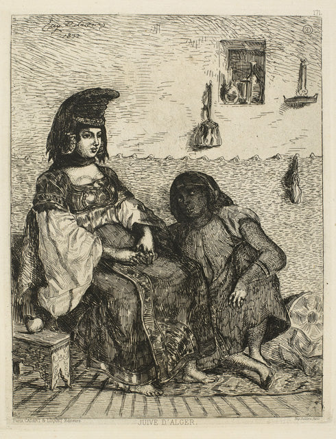 Jewish Woman of Algiers by Eugène Delacroix Reproduction Painting by Blue Surf Art