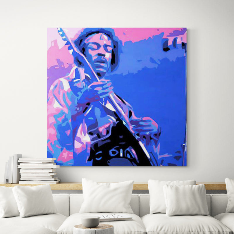 Jimi Hendrix Wall Art Rock Music Canvas Art Painting Handmade Art by Blue Surf Art - 4