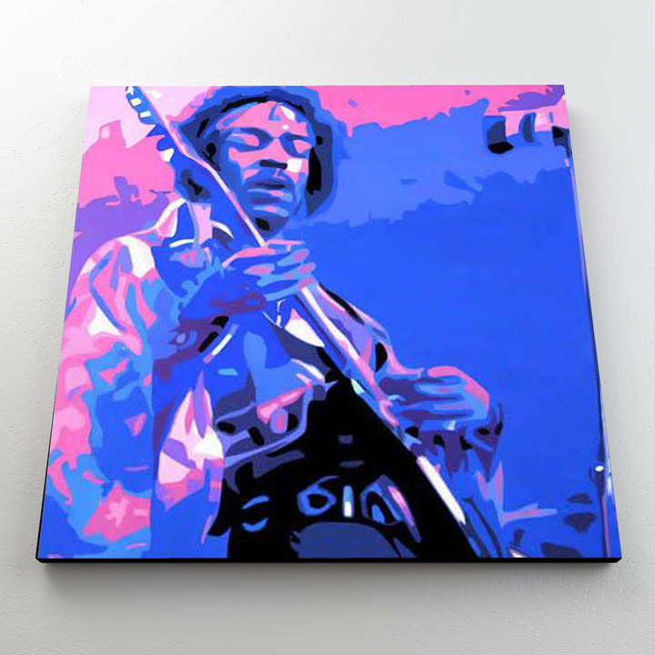Jimi Hendrix Wall Art Rock Music Canvas Art Painting Handmade Art by Blue Surf Art - 1