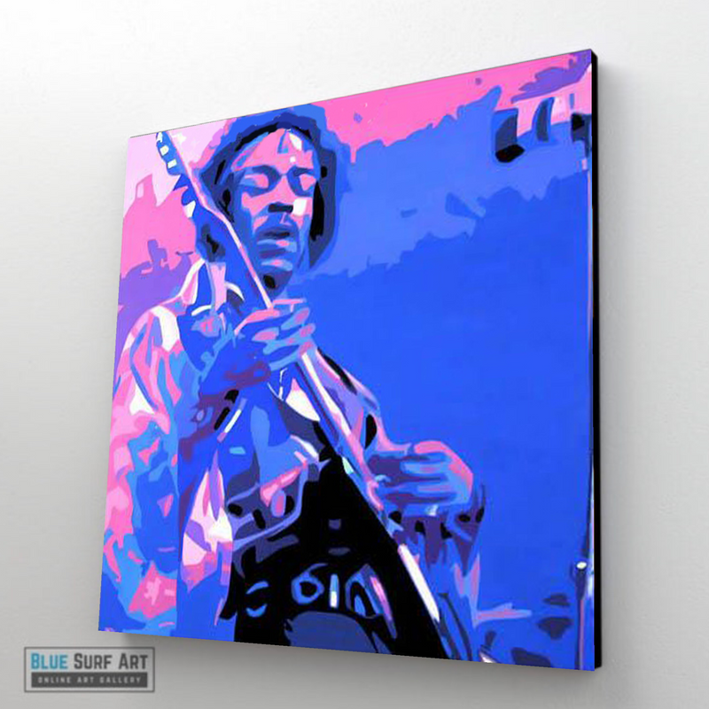 Jimi Hendrix Wall Art Rock Music Canvas Art Painting Handmade Art by Blue Surf Art - 3