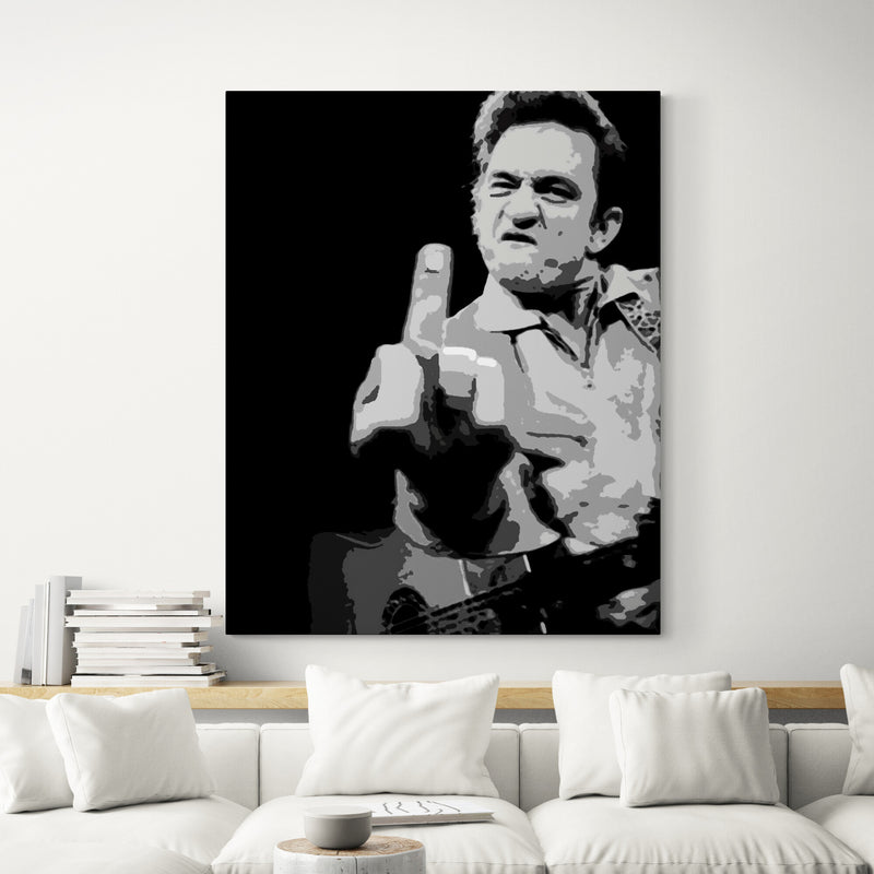 Johnny Cash Original oil painting on the white wall on canvas by Blue Surf Art 