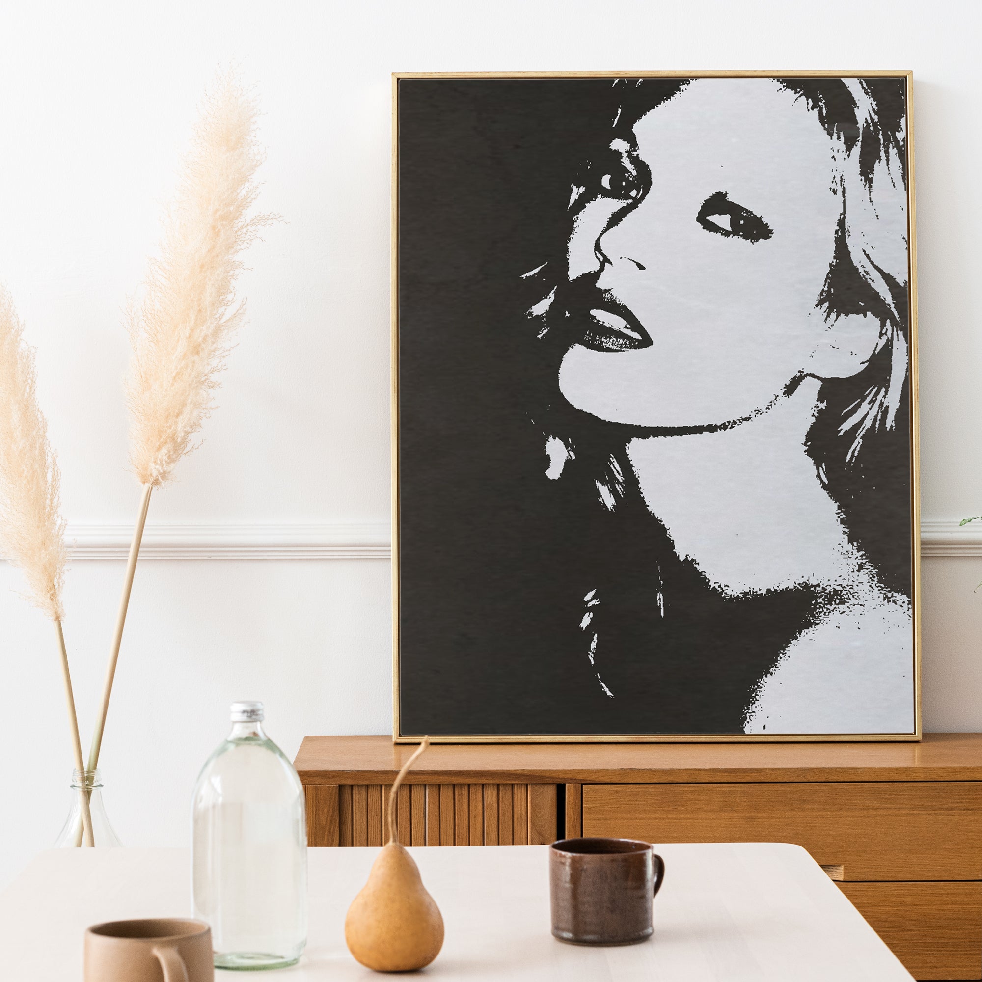 Kate Moss Canvas Art, Fashion Wall Art, Kate Moss Painting – Blue