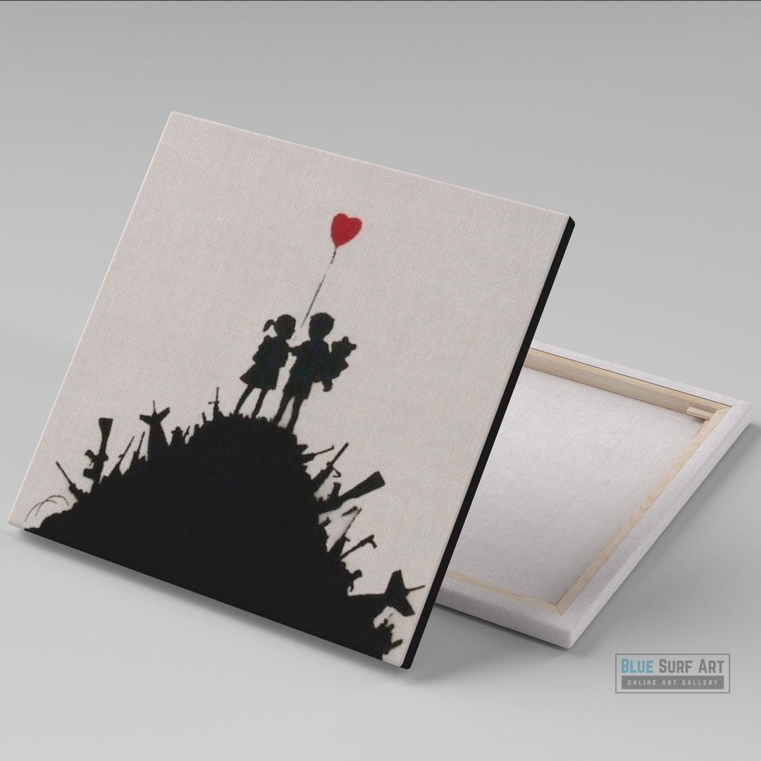 Affiche Murale Encadrée Banksy Kids on Guns 40 x 60 cm Or - Maison Affiche Murale Encadrée Banksy Kids on Guns 40 x 60 cm Or - Maison