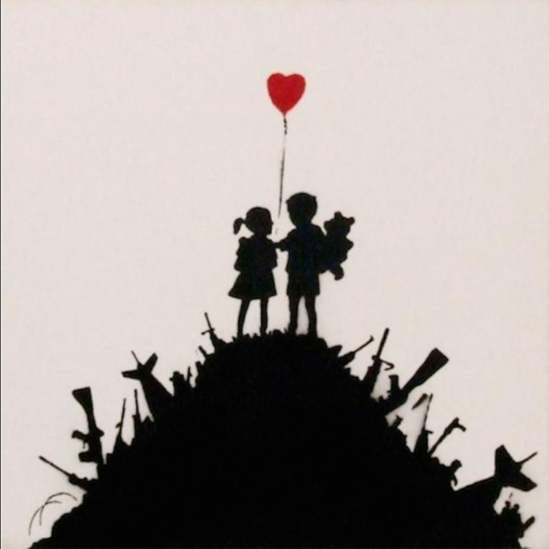 Banksy Kids On Guns Street Art Handmade Oil Painting on Canvas 3