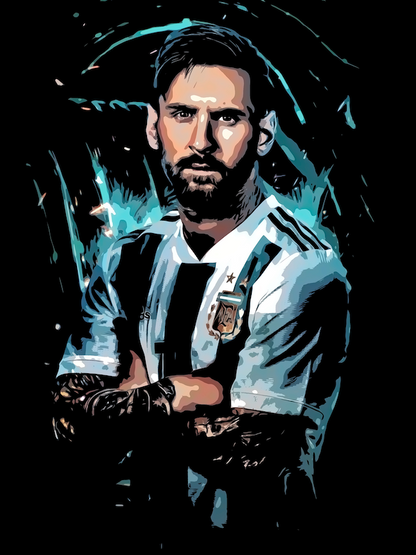 Lionel Andrés Messi Front Portrait Wall Art Original Handmade Art Painting for Sale