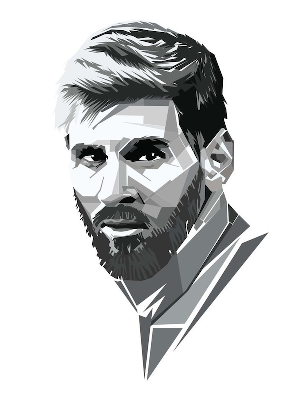 Lionel Andrés Messi in Abstract Style Wall Art Original Handmade Art Painting for Sale - Blue Surf Art