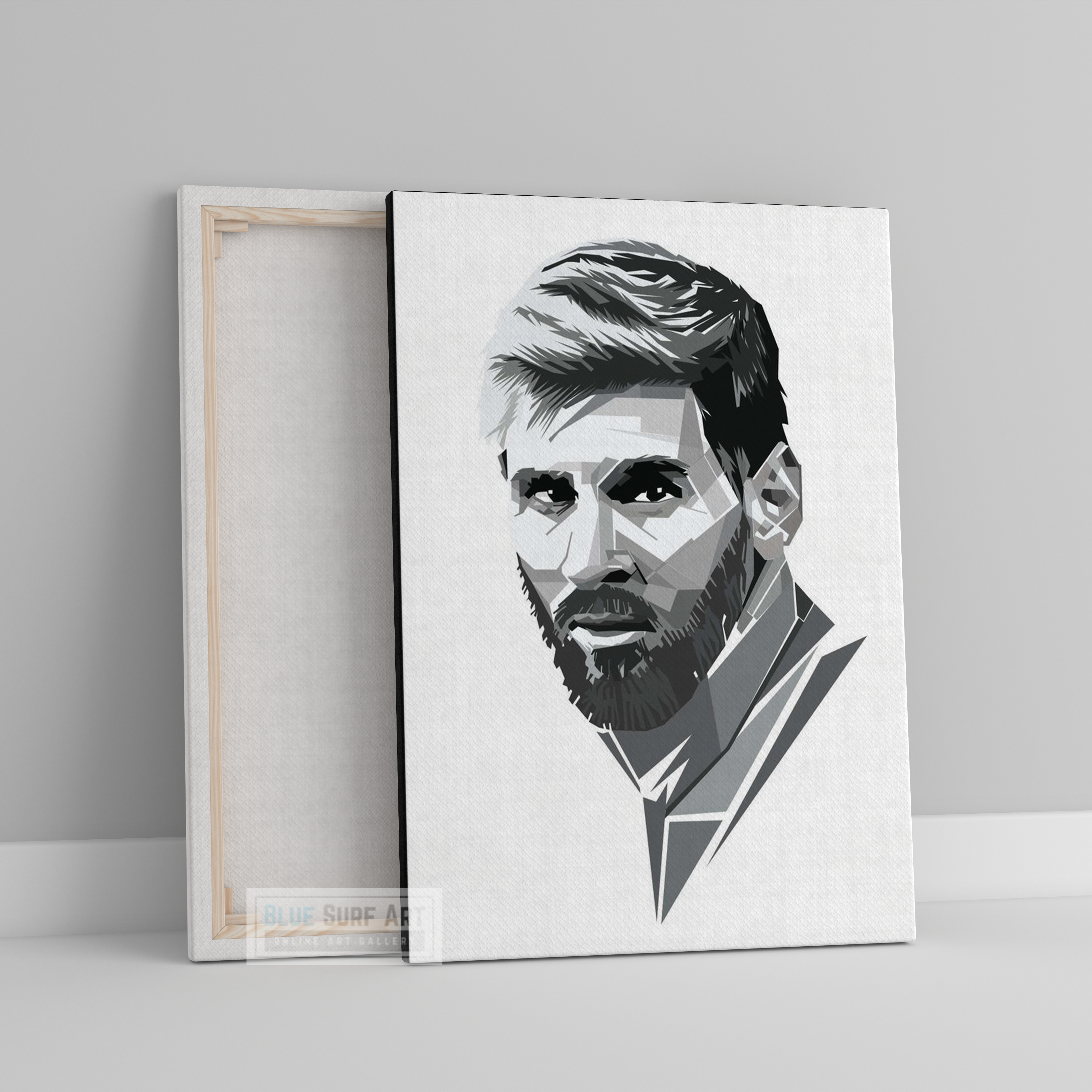 Lionel Andrés Messi in Abstract Style Wall Art Original Handmade Art Painting for Sale - Blue Surf Art 2