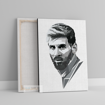 Lionel Andrés Messi in Abstract Style Wall Art Original Handmade Art Painting for Sale - Blue Surf Art 2