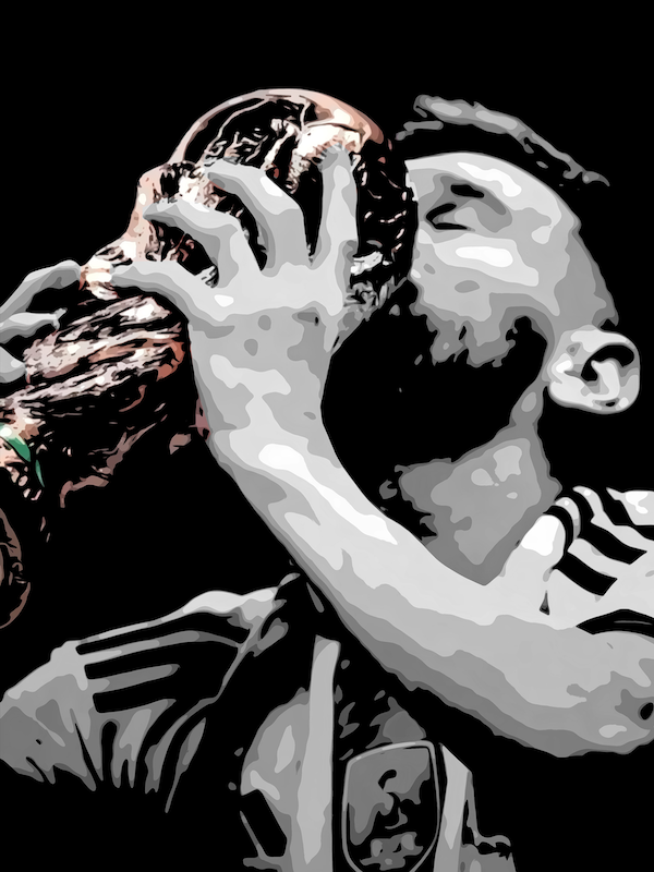 Messi Kiss the Trophy Wall Art Original Handmade Art Painting for Sale 