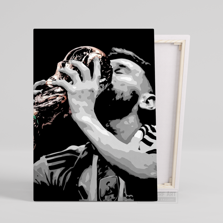 Messi Kiss the Trophy Wall Art Original Handmade Art Painting for Sale 1