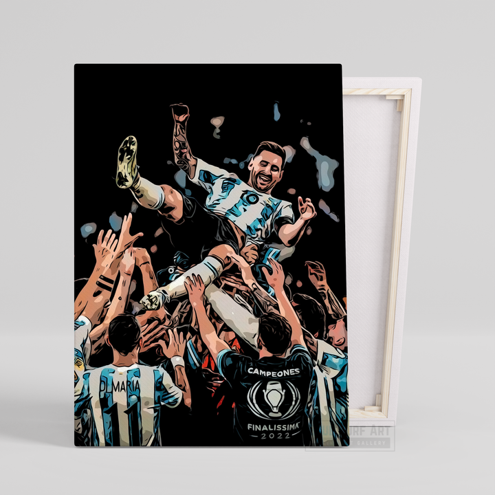 Lionel Andrés Messi World Cup Champion Wall Art Original Handmade Art Painting for Sale 1