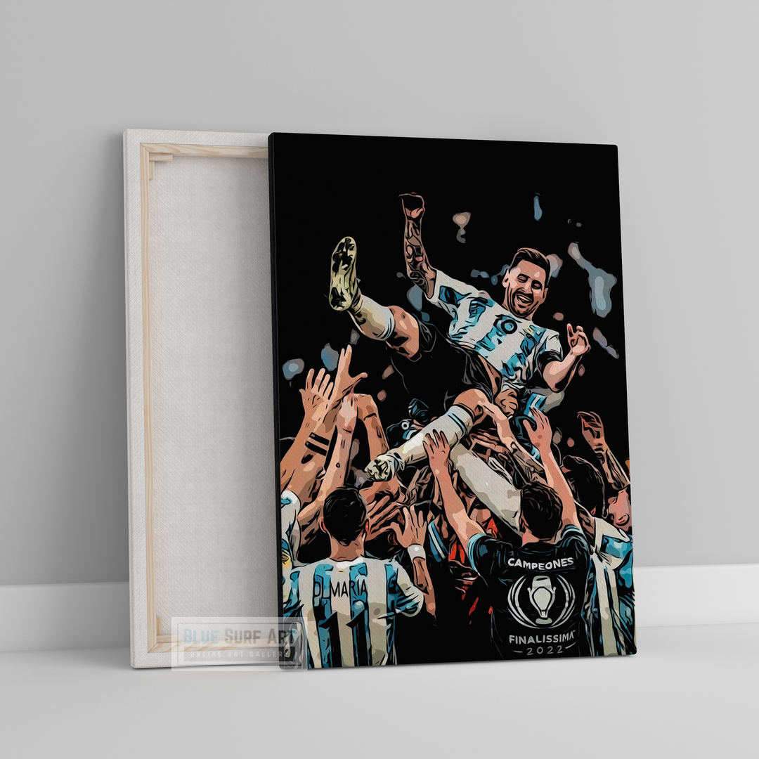 Lionel Andrés Messi World Cup Champion Wall Art Original Handmade Art Painting for Sale 2