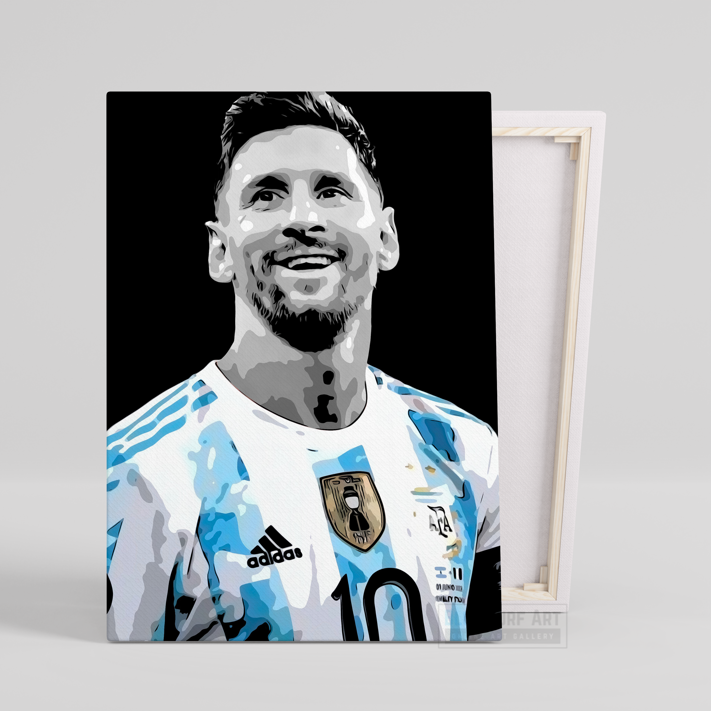 Lionel Andrés Messi Pop Art Wall Art Original Handmade Art Painting for Sale - Blue Surf Art 1