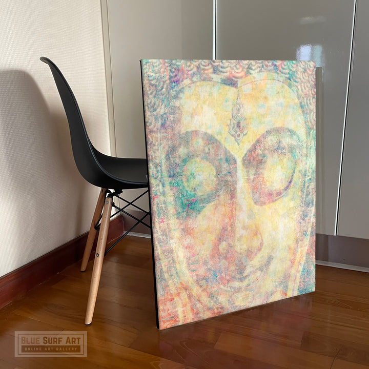 Buddha Wall Art with Abstract Pastel Colour