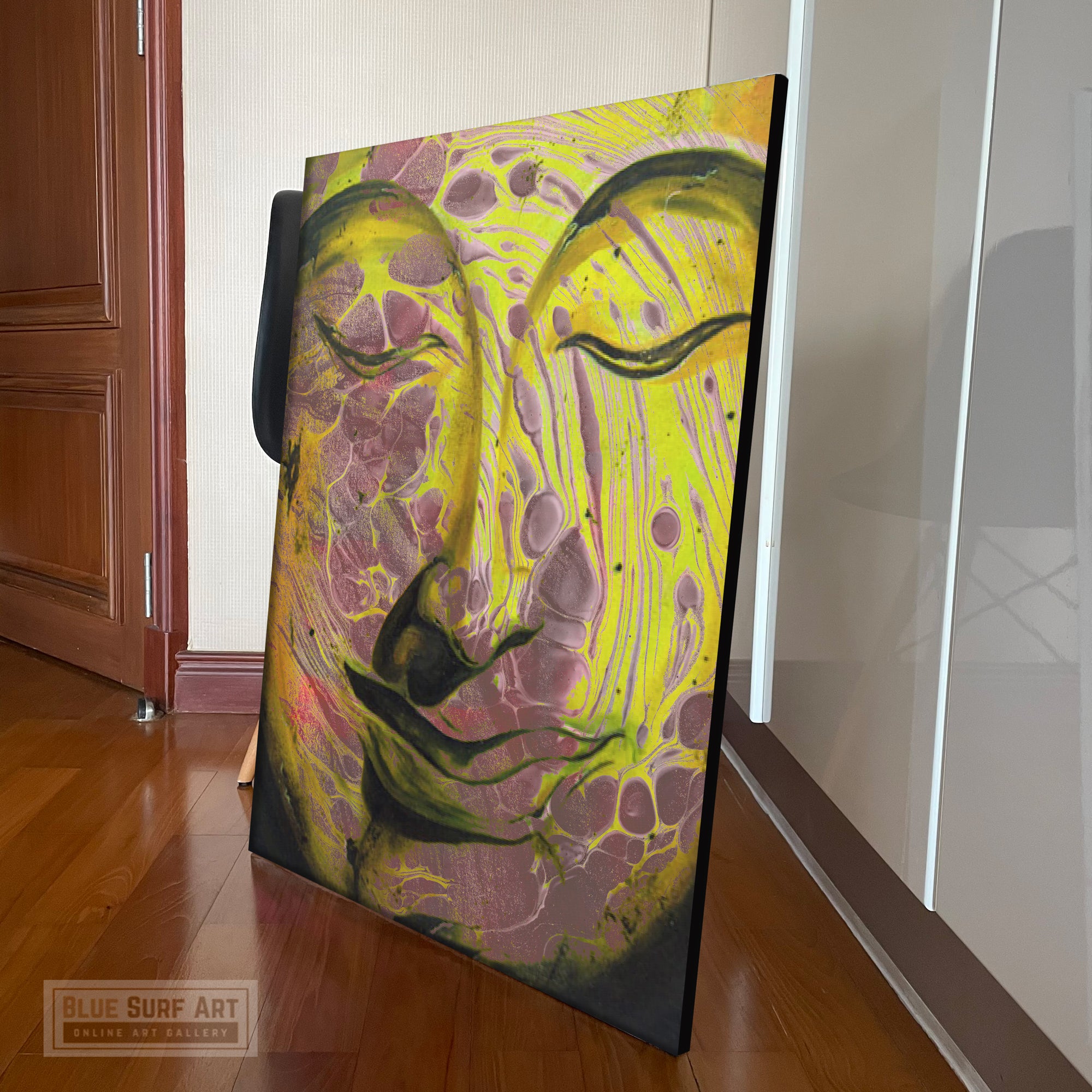 Abstract Asian Art Buddha Portrait Original Oil on Canvas