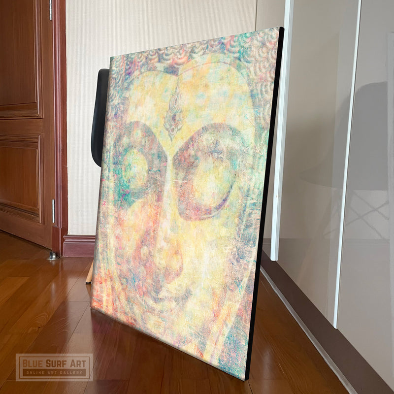 Buddha Wall Art with Abstract Pastel Colour