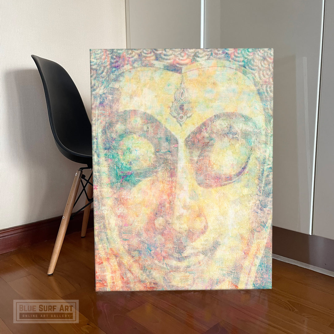 Buddha Wall Art with Abstract Pastel Colour