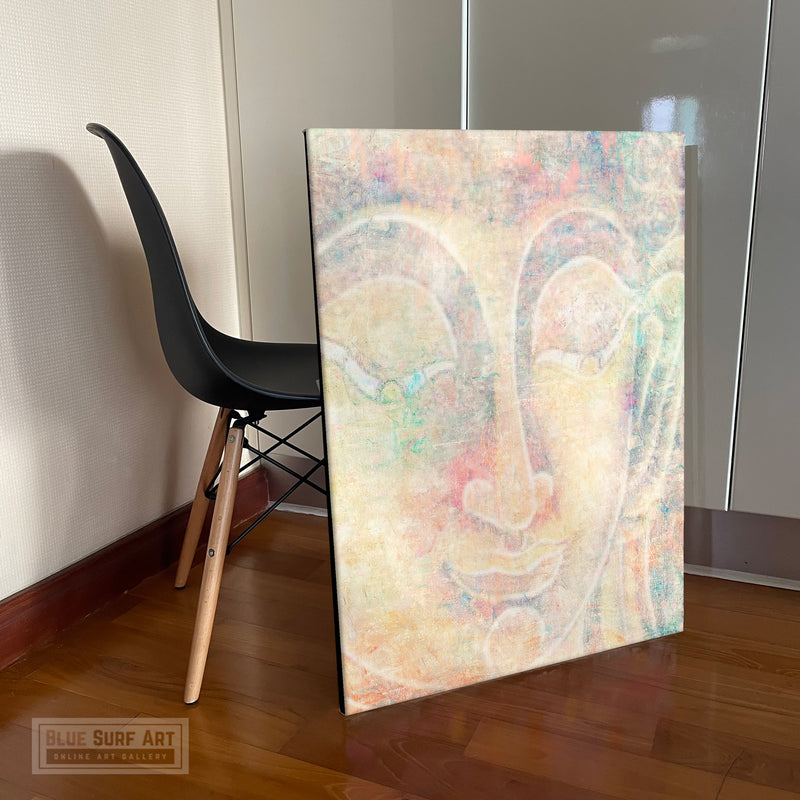 Pastel Colour Buddha Wall Art, Asian Canvas Art Painting