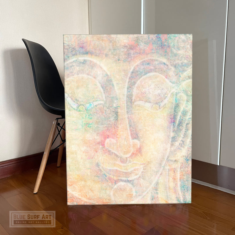 Pastel Colour Buddha Wall Art, Asian Canvas Art Painting